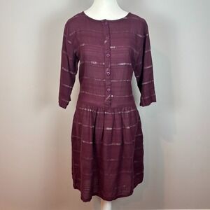 Ace & Jig Arbor Dress Incense Maroon Metallic Stripe Womens MED Boho sustaniable